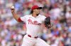 FILE - Philadelphia Phillies' Tyler Phillips in action during a baseball game against the Cleveland Guardians, Saturday, July 27, 2024, in Philadelphia. (AP Photo/Derik Hamilton, File)