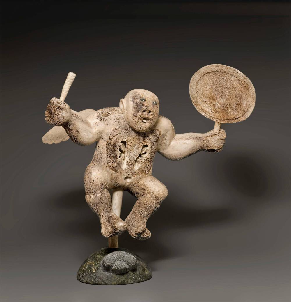 Charlie Ugyuk Canadian (Taloyoak), 1931–1998 Winged Shaman Drum Dancer, 1990 whale bone, antler, stone Collection of the Winnipeg Art Gallery; Acquired with the assistance of the Winnipeg Rh Foundation Inc., G-96-1 a-g Photo: Ernest Mayer, courtesy of the Winnipeg Art Gallery