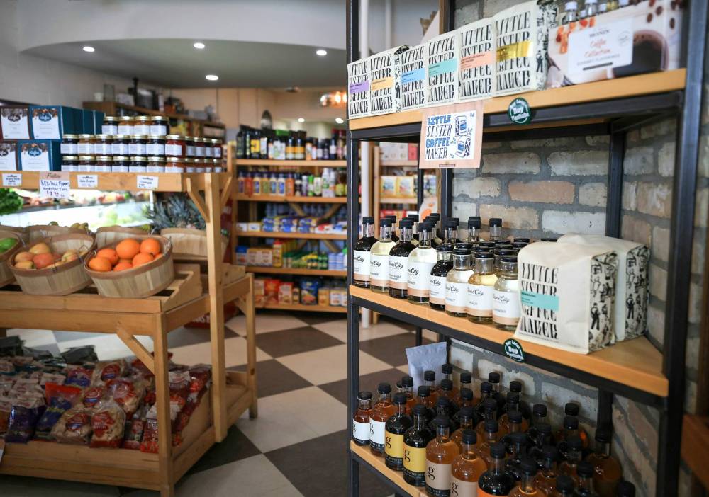 Bread and Butter sells products from nearly 100 Manitoba makers including roasted coffee beans, pasta sauce, desserts and cured meats. (Ruth Bonneville / Free Press)