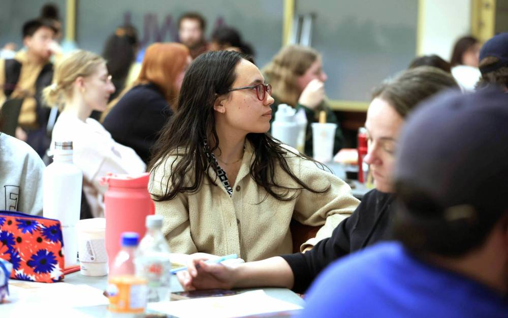 RUTH BONNEVILLE / FREE PRESS
Nikki Tomoniko takes part in the treaty education symposium at the U of W campus Thursday.