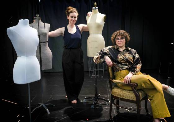 Jessy Ardern (left) with Theatre Projects Manitoba artistic director Suzie Martin. Ardern is the solo performer of Prophecy, her take on the Iliad. (Ruth Bonneville / Free Press)