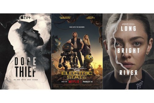 This combination of photos show promotional art for 