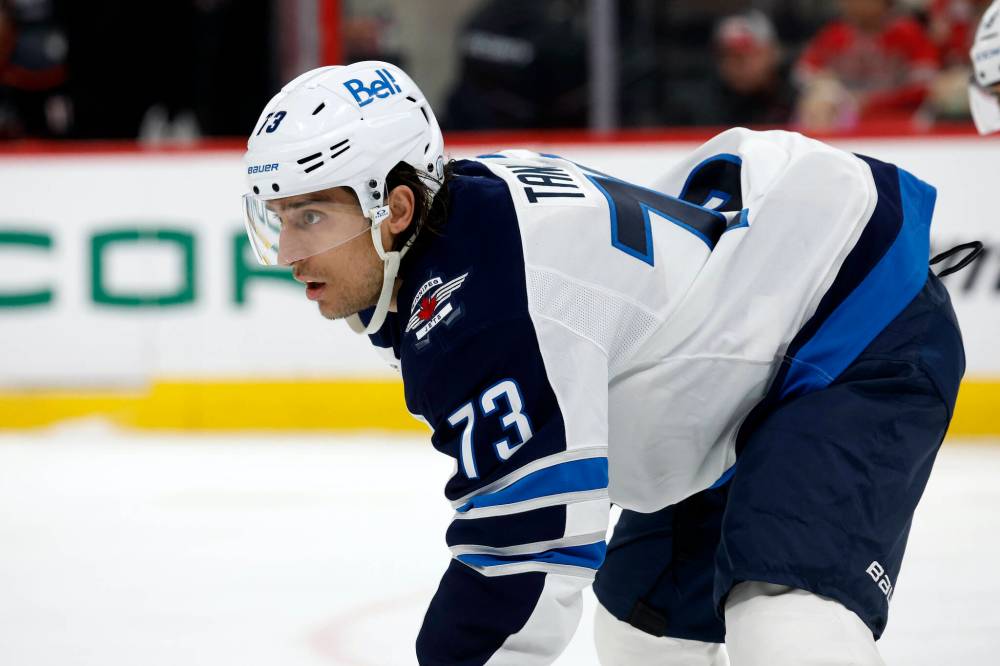 Brandon Tanev has fit like a glove in his return to the Jets, loving to be in the middle of the action and not being afraid to get his nose dirty on a play. (Karl DeBlaker / The Associated Press)