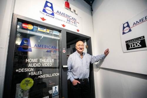 MIKAELA MACKENZIE / FREE PRESS
                                Dennis Penner, owner of American Hi-Fi, in his audio store on Tuesday, March 18, 2025. For Malak story. Winnipeg Free Press 2025