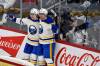 Fred Greenslade / THE CANADIAN PRESS
                                Buffalo Sabres’ Tyson Kozak (left) celebrates his goal against the Winnipeg Jets on Sunday. It was Kozak’s second career NHL goal.