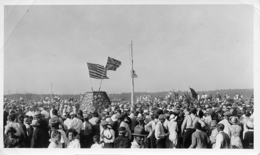 Fred McGuinness collection/SJ McKee Archives/Brandon University
                                The grand opening of the International Peace Garden in 1932. The International Peace Garden is located on the U.S.-Canada border near Boissevain.
