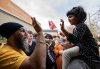 NDP Leader Jagmeet Singh greets a young supporter during a federal election campaign stop in Burnaby, B.C. on Sunday, March 30, 2025. THE CANADIAN PRESS/Christinne Muschi