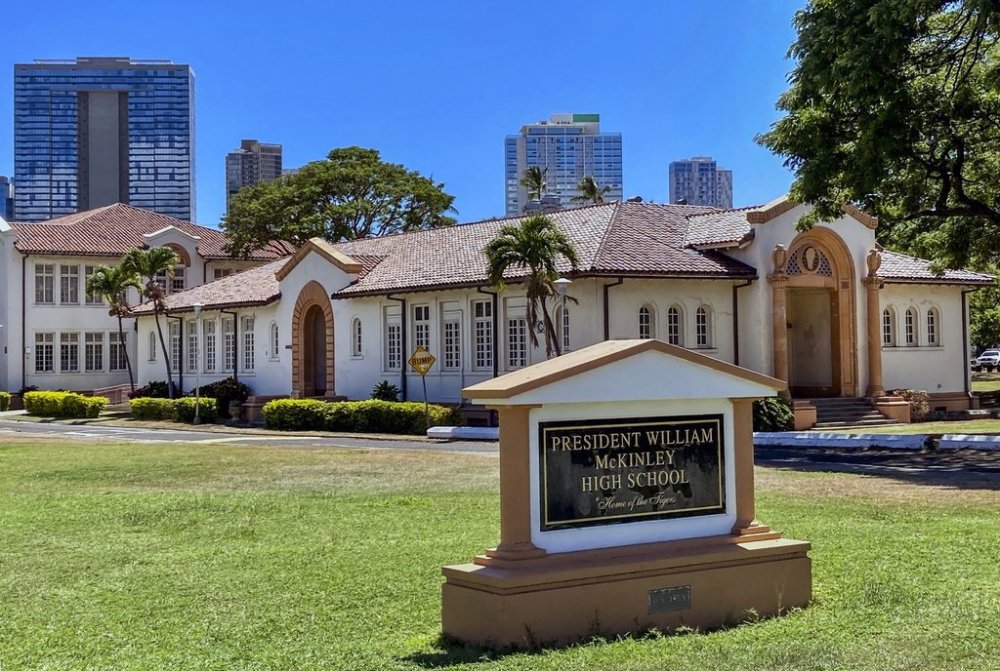 FILE - President William McKinley High School campus is seen in Honolulu, Friday, July 29, 2022. (AP Photo/Jennifer Sinco Kelleher, File)