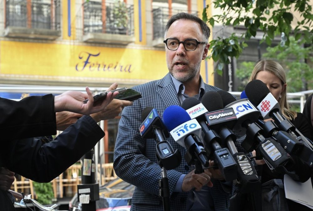 City official Luc Rabouin speaks to reporters in Montreal, Monday, June 10, 2024. THE CANADIAN PRESS/Graham Hughes