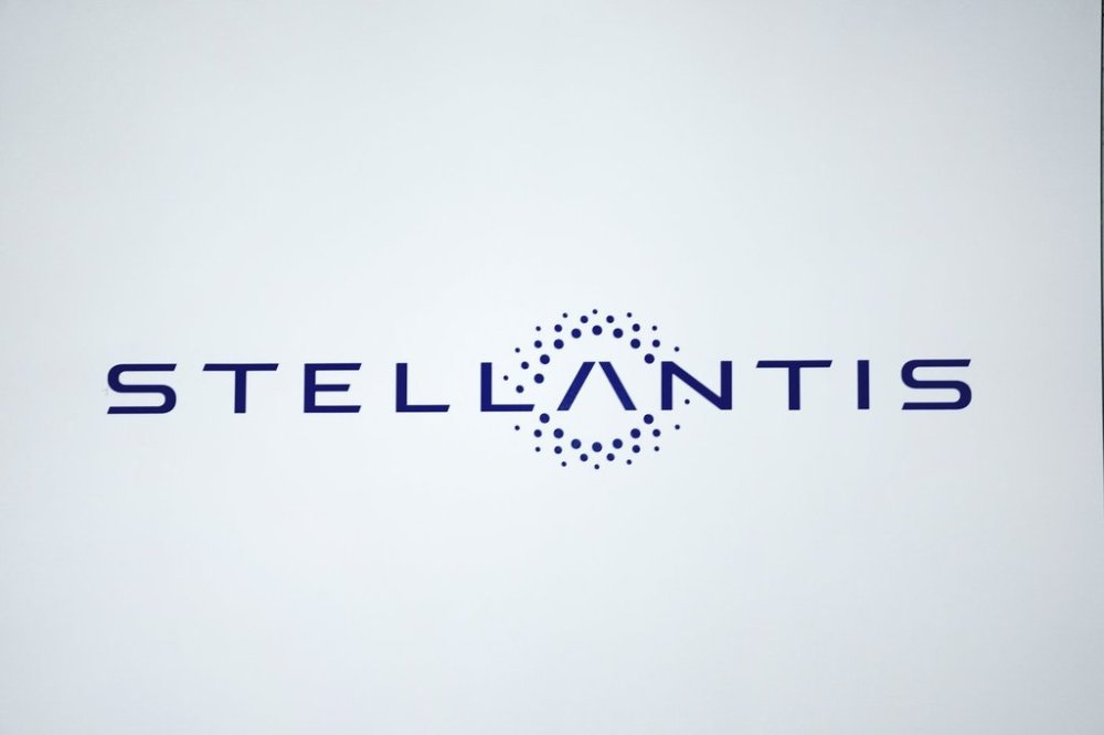 FILE - The Stellantis logo is shown at the North American International Auto Show, Sept. 13, 2023, in Detroit. (AP Photo/Paul Sancya, File)
