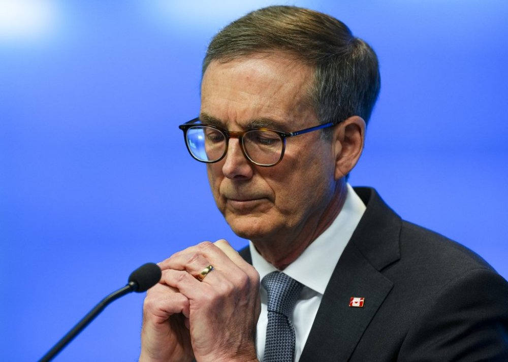 Bank of Canada Governor Tiff Macklem holds a press conference at the Bank of Canada in Ottawa on Wednesday, March 12, 2025. THE CANADIAN PRESS/Sean Kilpatrick