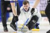Scotland skip Bruce Mouat throws a stone during his country's match against Austria at the BKT World Men's Curling Championship in Moose Jaw, Sask., on Saturday, March 29, 2025. THE CANADIAN PRESS/Chris Young