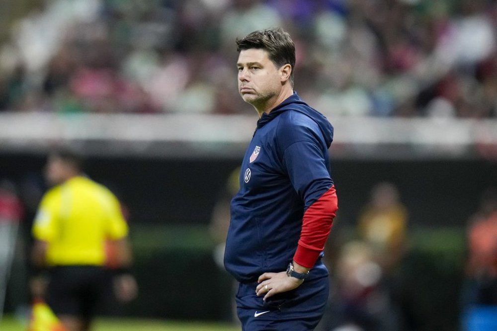 The United States' coach Mauricio Pochettino stands in the sideline during an international friendly soccer match against Mexico at Akron Stadium in Guadalajara, Mexico, Tuesday, Oct. 15, 2024. THE CANADIAN PRESS/AP-Eduardo Verdugo