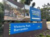 This photo shows the entrance to Victoria Park, where a new 60,000-seat stadium will be built for the 2032 Olympics in Brisbane, Australia Tuesday, March 25, 2025. (AP Photo/John Pye)