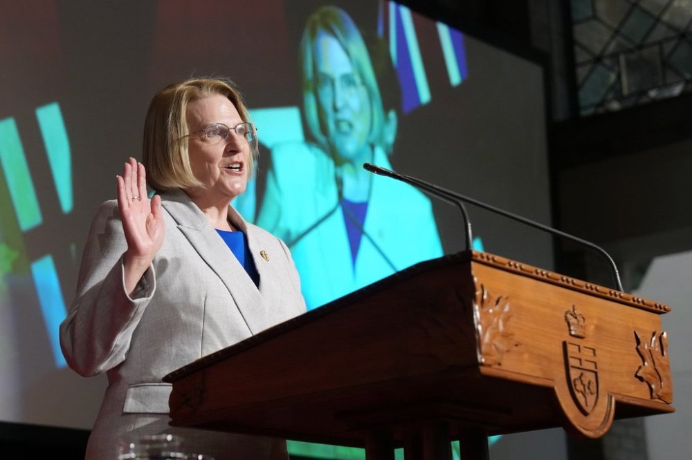 Sylvia Jones, Deputy Premier and Minister of Health, is sworn in to cabinet during a ceremony in Toronto on Wednesday, March 19, 2025. THE CANADIAN PRESS/Nathan Denette