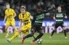FILE - Dortmund's Daniel Svensson, left, challenges for the ball with Sporting's Geovany Quenda during the Champions League playoff first leg soccer match between Sporting CP and Borussia Dortmund at the Alvalade stadium in Lisbon, Portugal, Tuesday, Feb. 11, 2025. (AP Photo/Armando Franca, File)