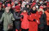 People form a human chain as they take part in a 