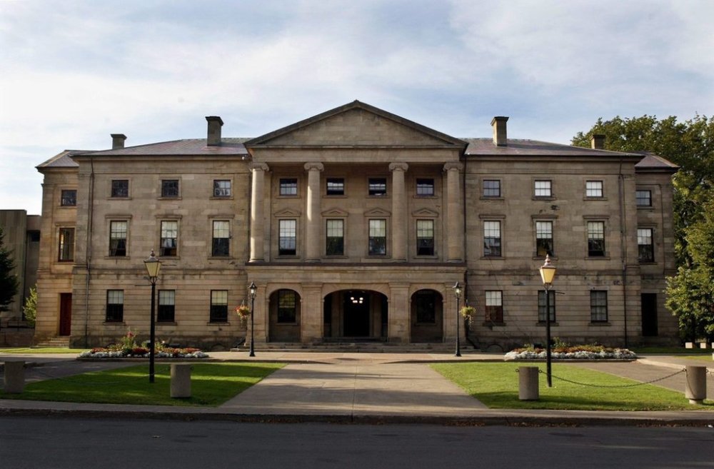 The Prince Edward Island legislature in Charlottetown on Thursday, Sept. 25, 2003. Prince Edward Island's throne speech focused on the economic uncertainty, rising costs, and trade instability caused by United States' threat of tariffs and the measures the government will undertake to combat these pressures. (CP PHOTO/Andrew Vaughan)