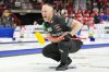 Canada skip Brad Jacobs watches his stone against Austria at the BKT World Men's Curling Championship in Moose Jaw, Sask., on Friday, April 4, 2025. THE CANADIAN PRESS/Chris Young