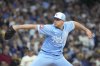 Kansas City Royals pitcher Kris Bubic (50) throws during the second inning of a baseball game against the Milwaukee Brewers Monday, March 31, 2025, in Milwaukee. (AP Photo/Kayla Wolf)