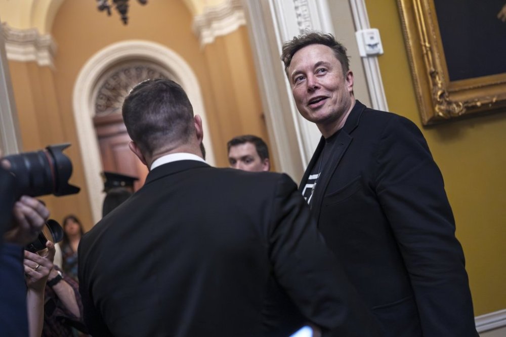 FILE - Elon Musk departs the Capitol following a meeting with Senate Republicans, in Washington, Wednesday, March 5, 2025. (AP Photo/J. Scott Applewhite, file)