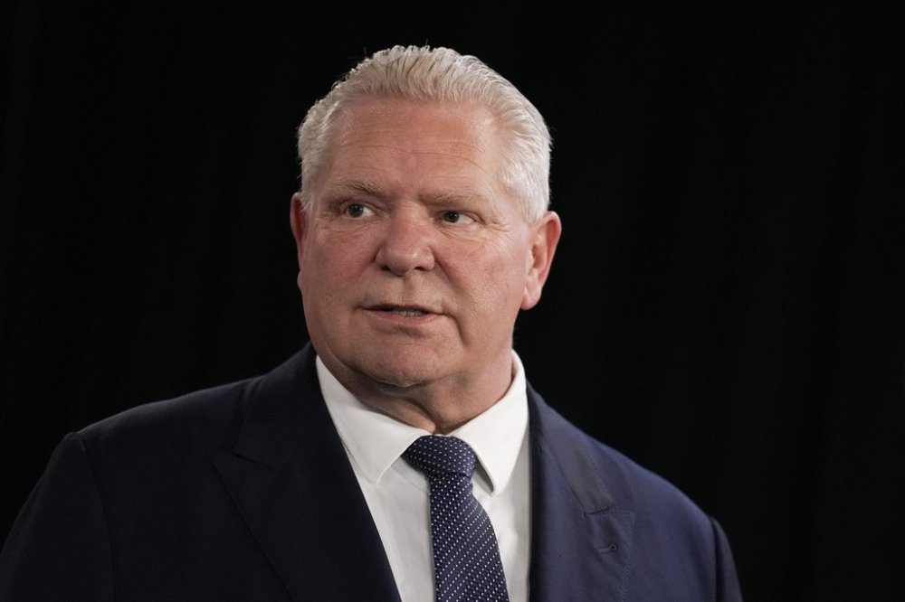 Ontario Premier Doug Ford speaks to members of media at the Queen's Park Legislature in Toronto on Monday March 10, 2025. THE CANADIAN PRESS/Chris Young