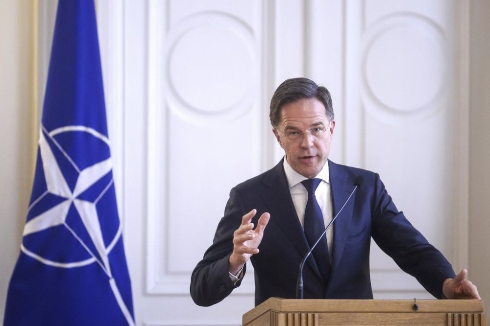 NATO Secretary General Mark Rutte speaks to the media during a joint news conference with the members of the Bosnian Presidency in Sarajevo, Bosnia, Monday, March 10, 2025. (AP Photo/Armin Durgut)