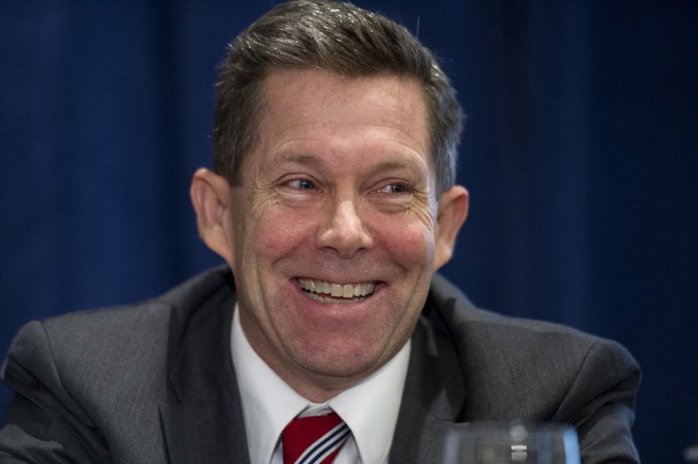FILE - Judge Jeffrey Sutton, of the U.S. Court of Appeals for the Sixth Circuit, participates in a panel discussion during the Federalist Society's National Lawyers Convention in Washington, Nov. 17, 2016. (AP Photo/Cliff Owen, File)