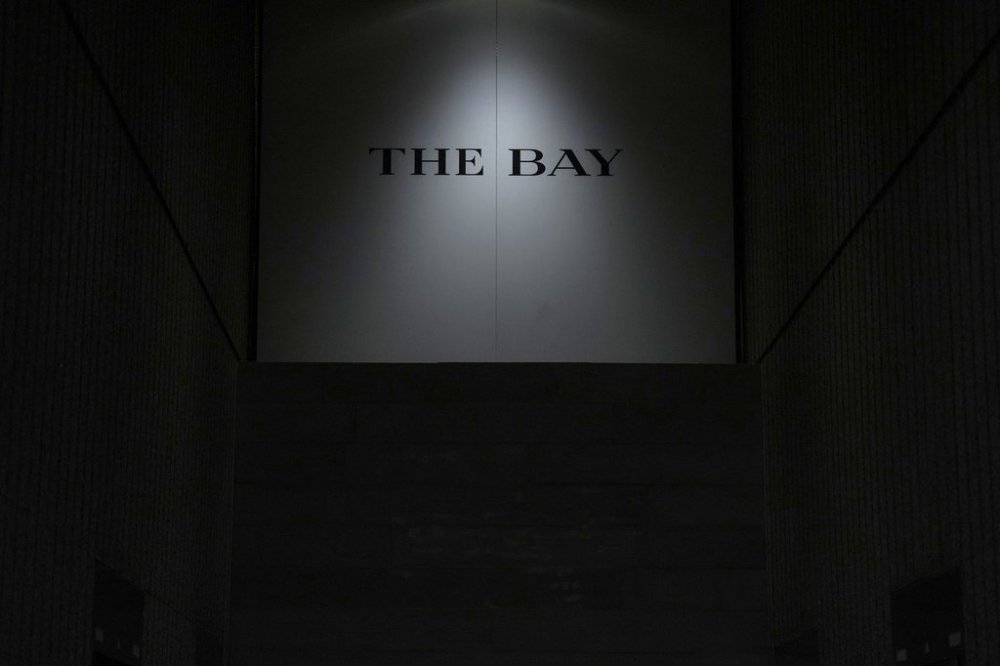 Branding is seen at the Hudson's Bay store in Toronto on Monday, March 10, 2025. THE CANADIAN PRESS/Chris Young