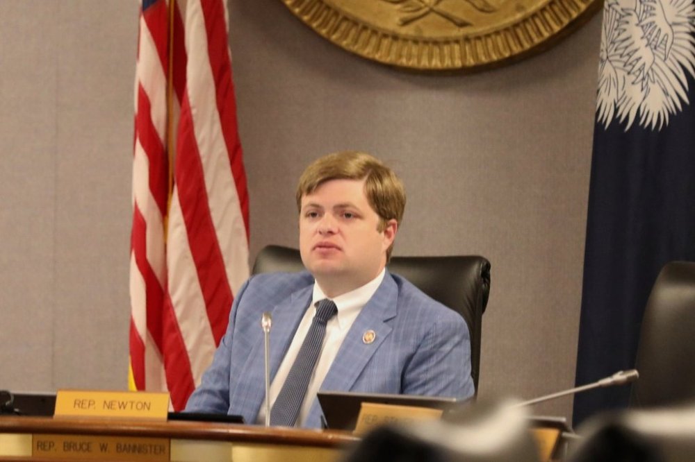 South Carolina Rep. Brandon Newton, R-Lancaster, leads a subcommittee hearing a bill to give South Carolina a flat income tax rate on Tuesday, April 1, 2025, in Columbia, S.C. (AP Photo/Jeffrey Collins)