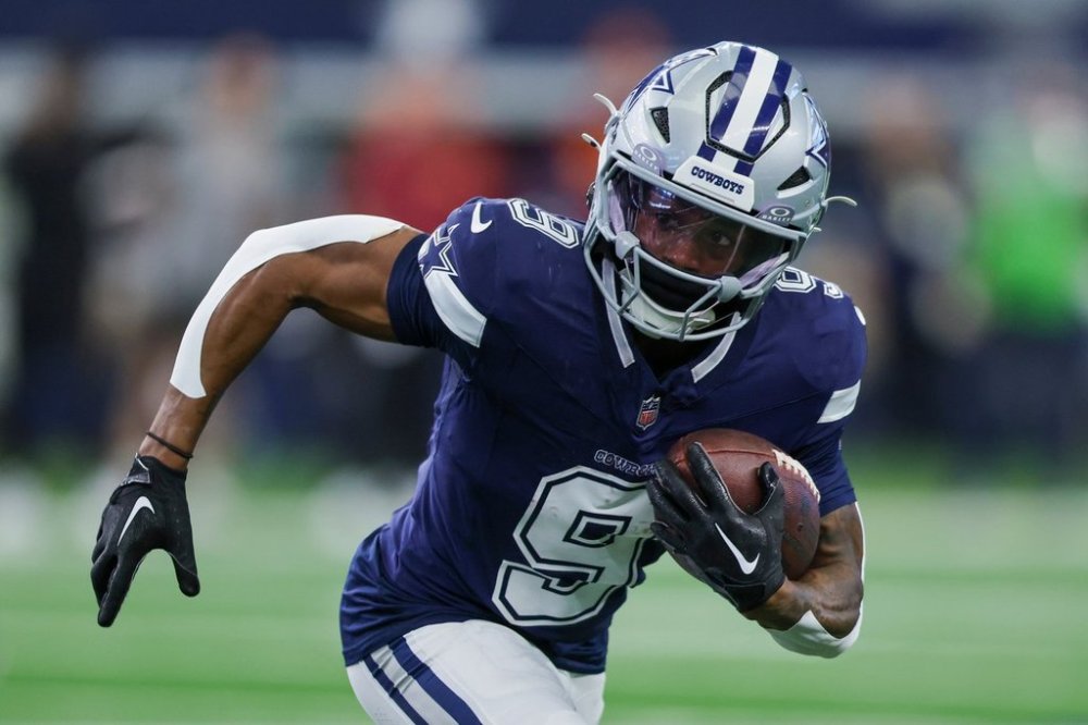 FILE - Dallas Cowboys wide receiver KaVontae Turpin runs after making a catch during the second half of an NFL football game against the Washington Commanders, Sunday, Jan. 5, 2025, in Arlington, Texas. (AP Photo/Gareth Patterson, File))