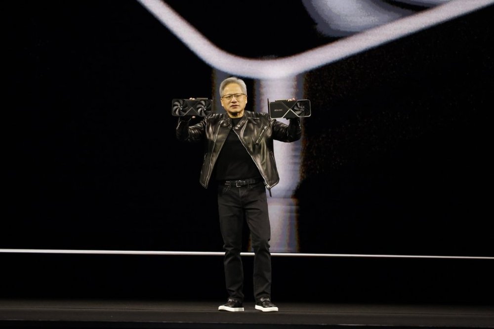 Nvidia CEO Jensen Huang speaks on stage during a keynote at the Nvidia GPU Technology Conference (GTC) in San Jose, Calif., Tuesday, March 18, 2025. (Stephen Lam /San Francisco Chronicle via AP)