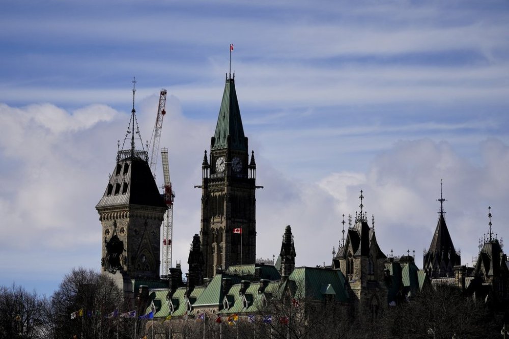 The Peace Tower on Parliament Hill is seen in Ottawa, Sunday, March 9, 2025. THE CANADIAN PRESS/Justin Tang