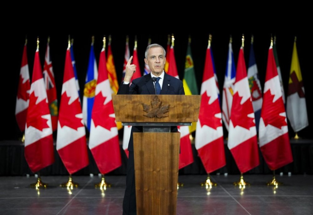 Prime Minister Mark Carney holds a press conference following the First Ministers meeting at the National War Museum on Friday, March 21, 2025. THE CANADIAN PRESS/Sean Kilpatrick