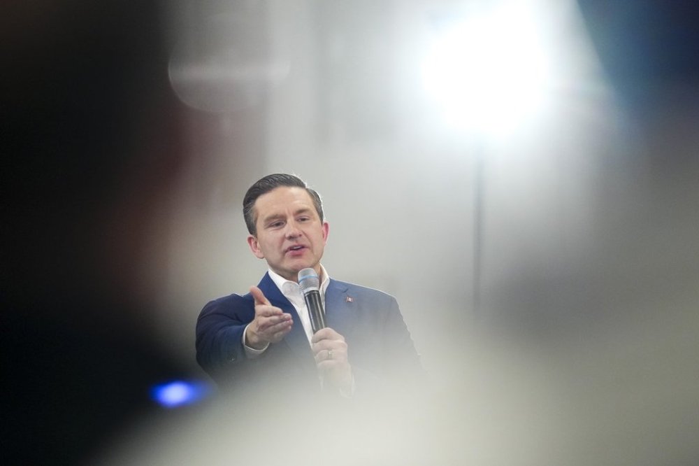 Conservative Leader Pierre Poilievre holds an election rally in Kingston, Ont., on Wednesday, April 2, 2025. Pierre Poilievre says a Conservative government would remove the federal sales tax from Canadian-made vehicles in response to Donald Trump's tariffs. THE CANADIAN PRESS/Sean Kilpatrick