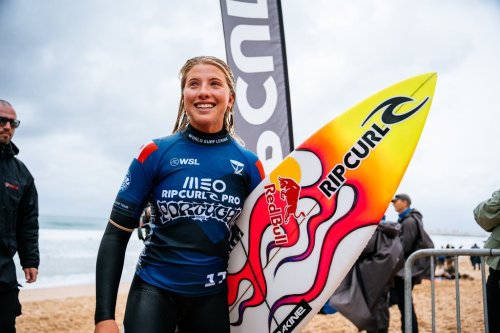 Canada's Erin Brooks is seen after surfing in Heat 3 of the Quarterfinals at the MEO Rip Curl Pro Portugal, at Supertubos, Peniche, Portugal, in a Monday, March 17, 2025, handout photo. THE CANADIAN PRESS/HO-World Surf League, Manel Geada, *MANDATORY CREDIT*