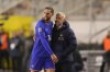 France's coach Didier Deschamps hugs France's Adrien Rabiot as he leaves the pitch after being substituted during the UEFA Nations League quarterfinal soccer match between Croatia and France, at the Poljud stadium in Split, Croatia, Thursday, March 20, 2025. (AP Photo/Darko Bandic)