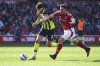 Nottingham Forest's Chris Wood, right, and Manchester City's Ruben Dias vie for the ball during the English Premier League soccer match between Nottingham Forest and Manchester City at the City Ground stadium, in Nottingham, England, Saturday, March 8, 2025. (AP Photo/Rui Vieira)