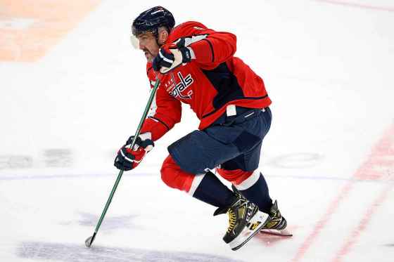 Washington Capitals left wing Alex Ovechkin is just seven goals away from breaking Wayne Gretzky’s NHL scoring record.  (Nick Wass / The Associated Press files)
