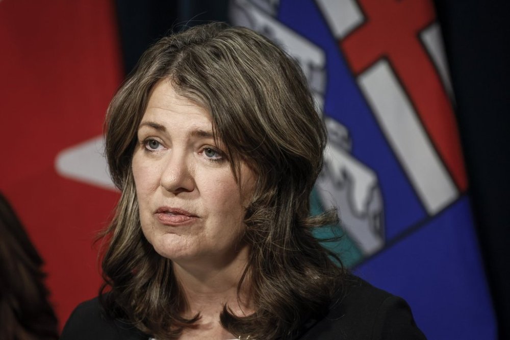 Alberta Premier Danielle Smith speaks at a press conference in Calgary, Wednesday, Feb. 19, 2025. THE CANADIAN PRESS/Jeff McIntosh