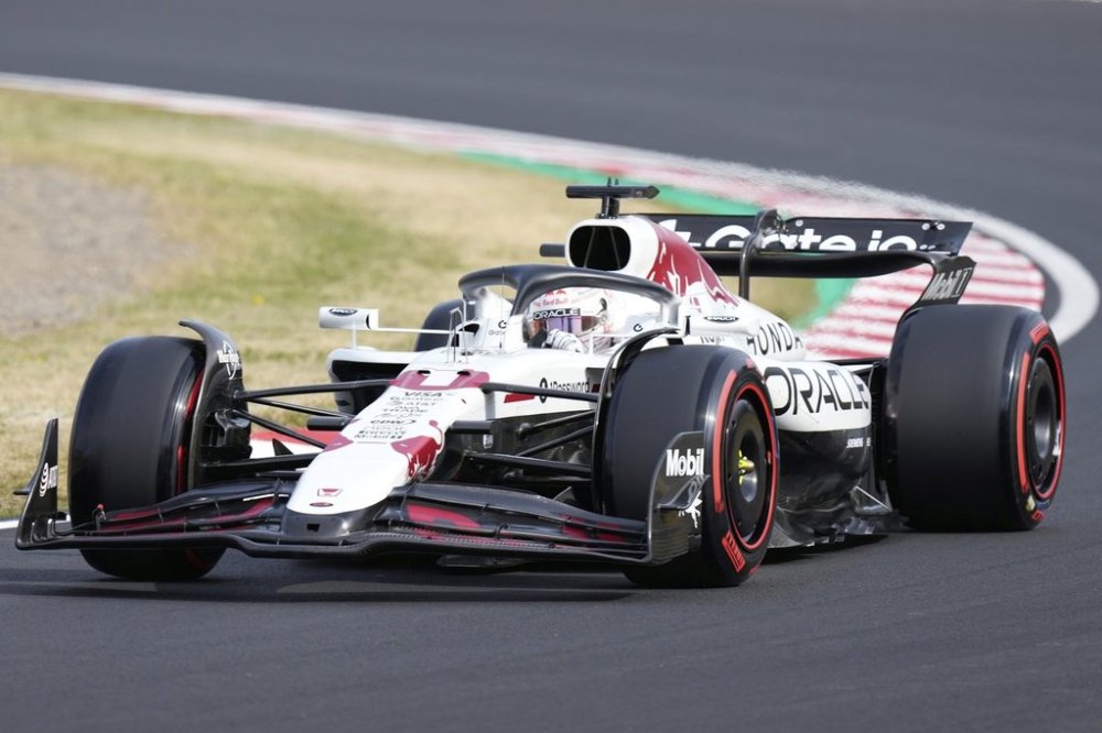 Red Bull driver Max Verstappen of the Netherlands steers his car during the qualifying session for the Japanese Formula One Grand Prix at the Suzuka Circuit in Suzuka, central Japan, Saturday, April 5, 2025. (AP Photo/Hiro Komae)