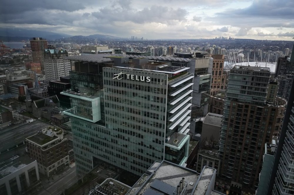Telus Corporation headquarters is seen in downtown Vancouver, on Thursday, Jan. 19, 2023. THE CANADIAN PRESS/Darryl Dyck