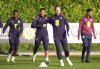 England's Harry Kane during a training session at Tottenham Hotspur Training Ground, Enfield Town, England, Thursday March 20, 2025. (Adam Davy/PA via AP)