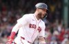 Boston Red Sox's Trevor Story reacts after hitting a home run during the first inning of a baseball game against the St. Louis Cardinals, Friday, April 4, 2025, in Boston. (AP Photo/Mark Stockwell)