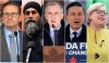 This composite image made from five file photos shows, from left to right, Bloc Quebecois Leader Yves-Francois Blanchet on March 23, 2025; NDP Leader Jagmeet Singh on March 22, 2025; Liberal Leader Mark Carney on March 23, 2025; Conservative Leader Pierre Poilievre on March 23, 2025 and co-leader of the Green Party Elizabeth May on March 23, 2025. THE CANADIAN PRESS/Christinne Muschi, Justin Tang, Adrian Wyld
