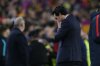 FILE - PSG head coach Unai Emery reacts at the end of the Champions League round of 16, second leg soccer match between FC Barcelona and Paris Saint Germain at the Camp Nou stadium in Barcelona, Spain, Wednesday March 8, 2017. Barcelona won the match 6-1 (6-5 on aggregate). (AP Photo/Manu Fernandez, File)