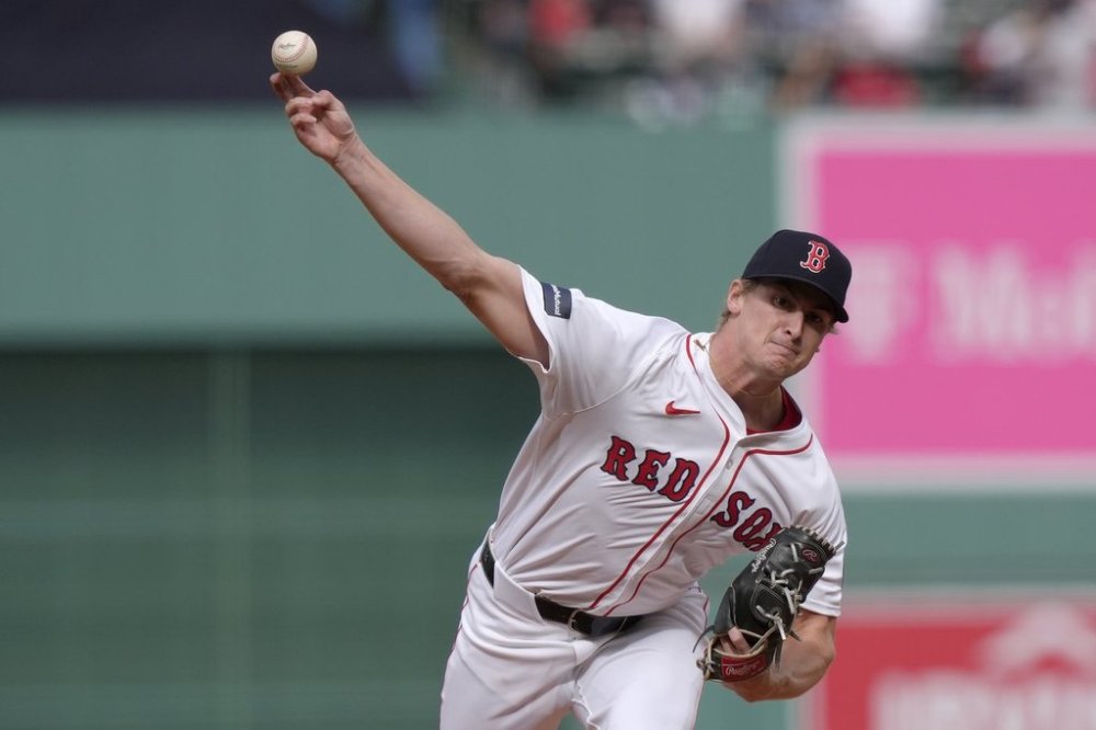 FILE - Boston Red Sox's Quinn Priester delivers a pitch to a Tampa Bay Rays batter in the first inning of a baseball game, Sept. 29, 2024, in Boston. (AP Photo/Steven Senne, file)