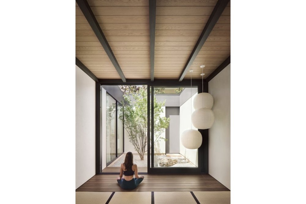 This photo provided by Ten Plus Three, shows a meditation room created during a home renovation in Austin. (Ten Plus Three via AP)