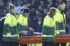 Crystal Palace's Jean-Philippe Mateta is taken off on a stretcher after getting injured during the English FA Cup soccer match between Crystal Palace and Millwall at Selhurst Park, London, England, Saturday, March 1, 2025. (AP Photo/Ian Walton)