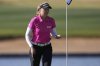 Brooke Henderson, of Canada waves after her shot on the 14th green during the first round of the Ford Championship LPGA golf event, Thursday, March 27, 2025, in Phoenix. (AP Photo/Matt York)